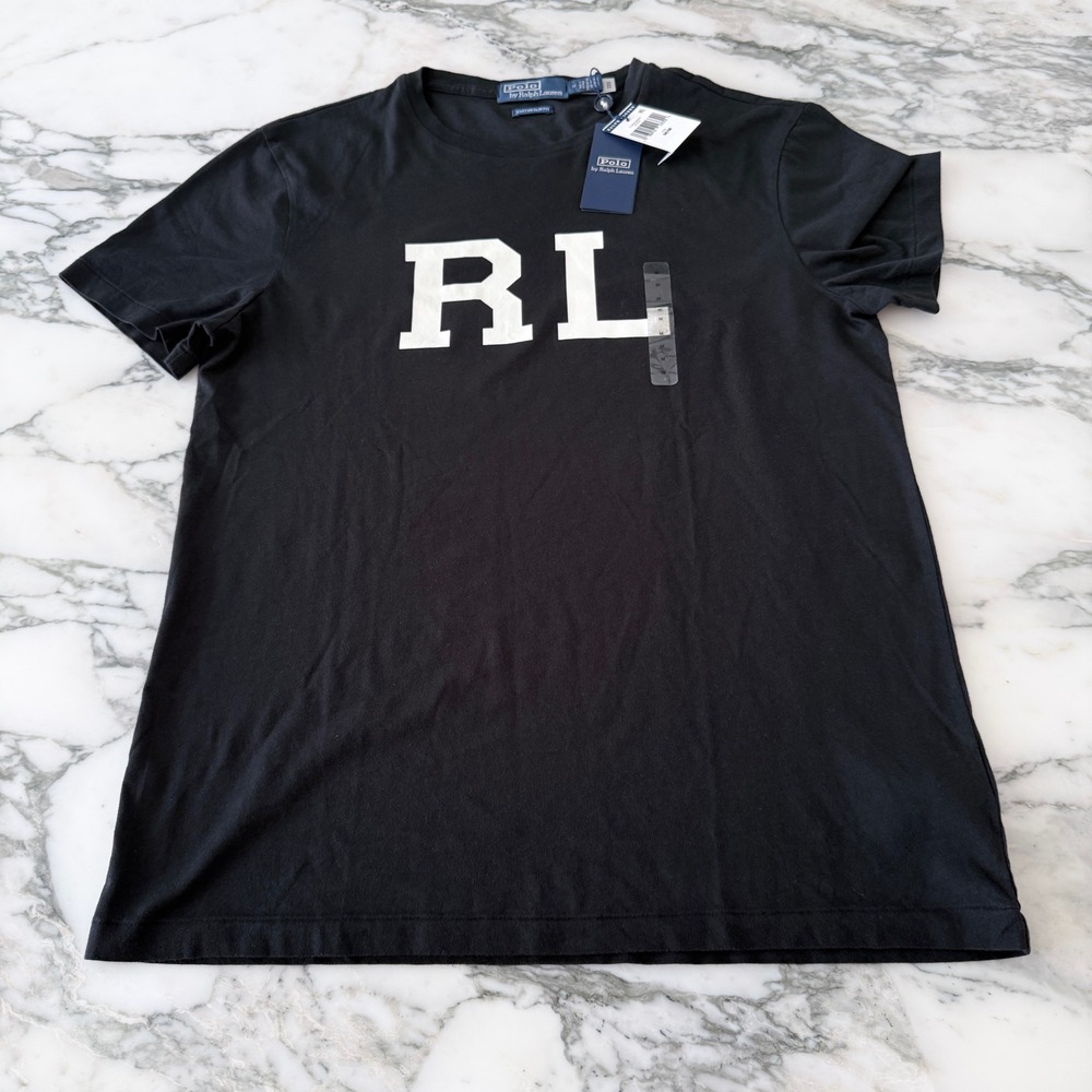 Polo Ralph Lauren Mens RL Graphic T-Shirt Custom Slim Fit Black Size Medium NWT